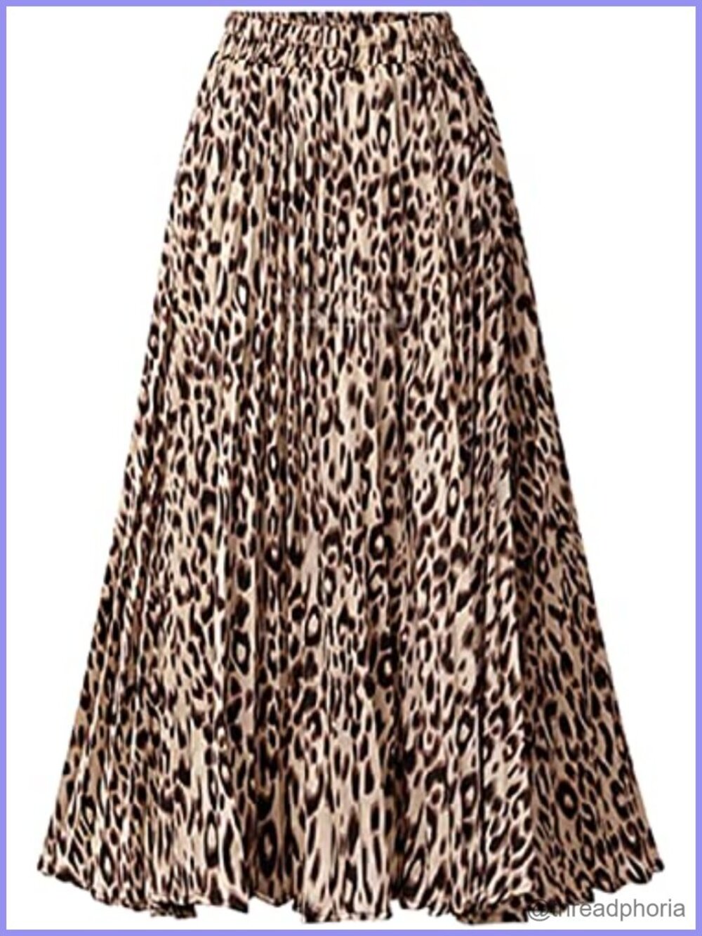 High Waisted A-Line Leopard Print Pleated Midi Skirt
